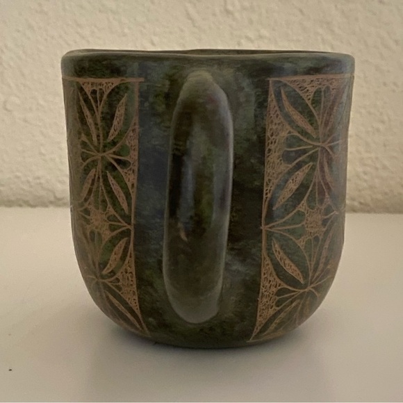 Handmade Coffee Mug Teal Signed - Picture 2 of 5